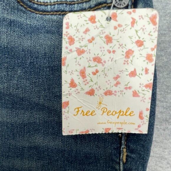 Free People Jeans Womens 24 Blue Denim Josie Distressed Skinny Low Rise NEW - Picture 5 of 12